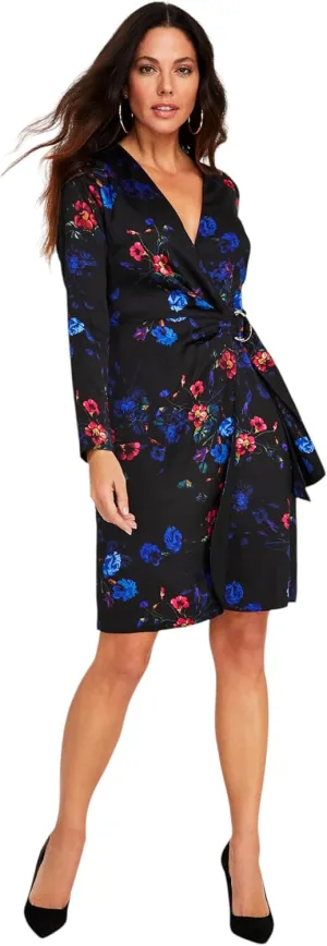 I.N.C. INTERNATIONAL CONCEPTS Petite Floral Print Faux-Wrap Dress Twilight Bouque PXS
