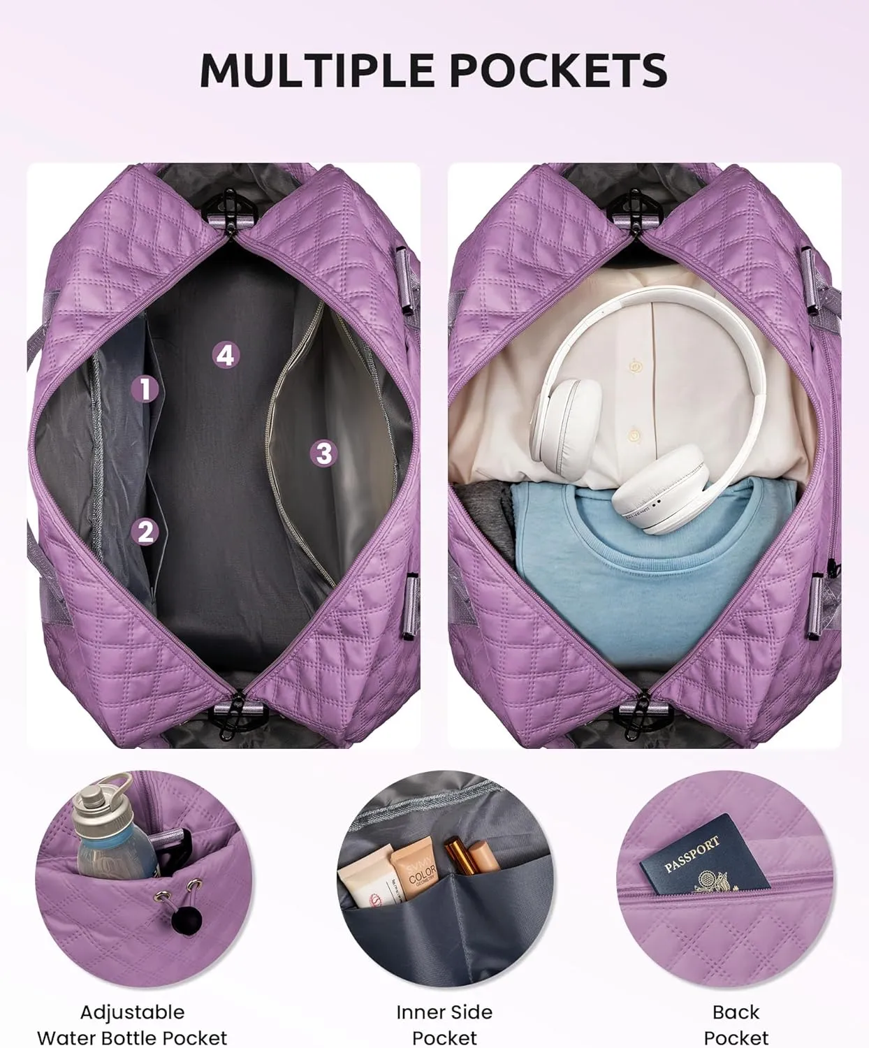 Initial Duffle Bag, Weekender Bags with Shoe Compartment and Shoulder Strap, Monogram Overnight Bag for Women Wet Pocket, Girl Travel Bag with Makeup Bag Gifts for Niece (Letter R)