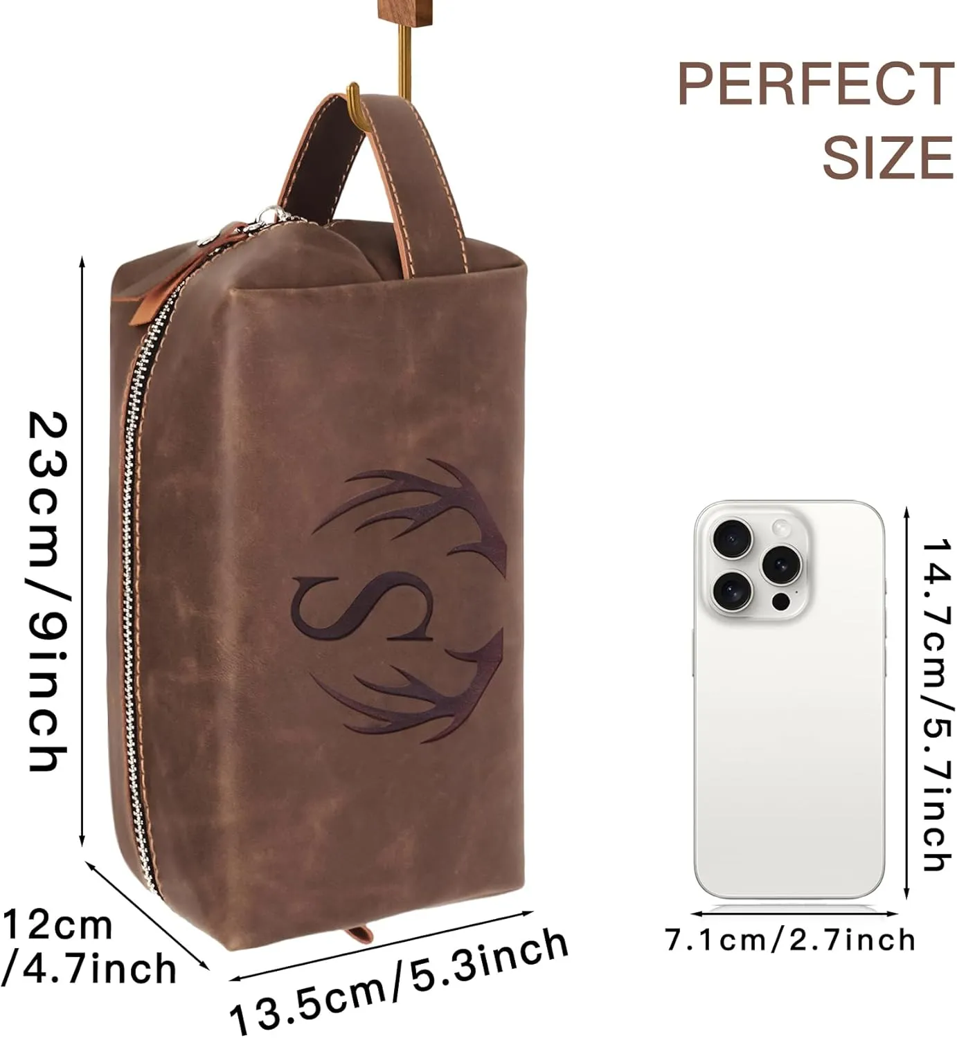 Initial Letter Travel Toiletry Bag 30th 40th 50th 60th 70th 80th Birthday Gifts for Men Him PU Leather Shaving Bag for Toiletries Accessories Father's Day Gifts for Dad from Daughter Son (B)