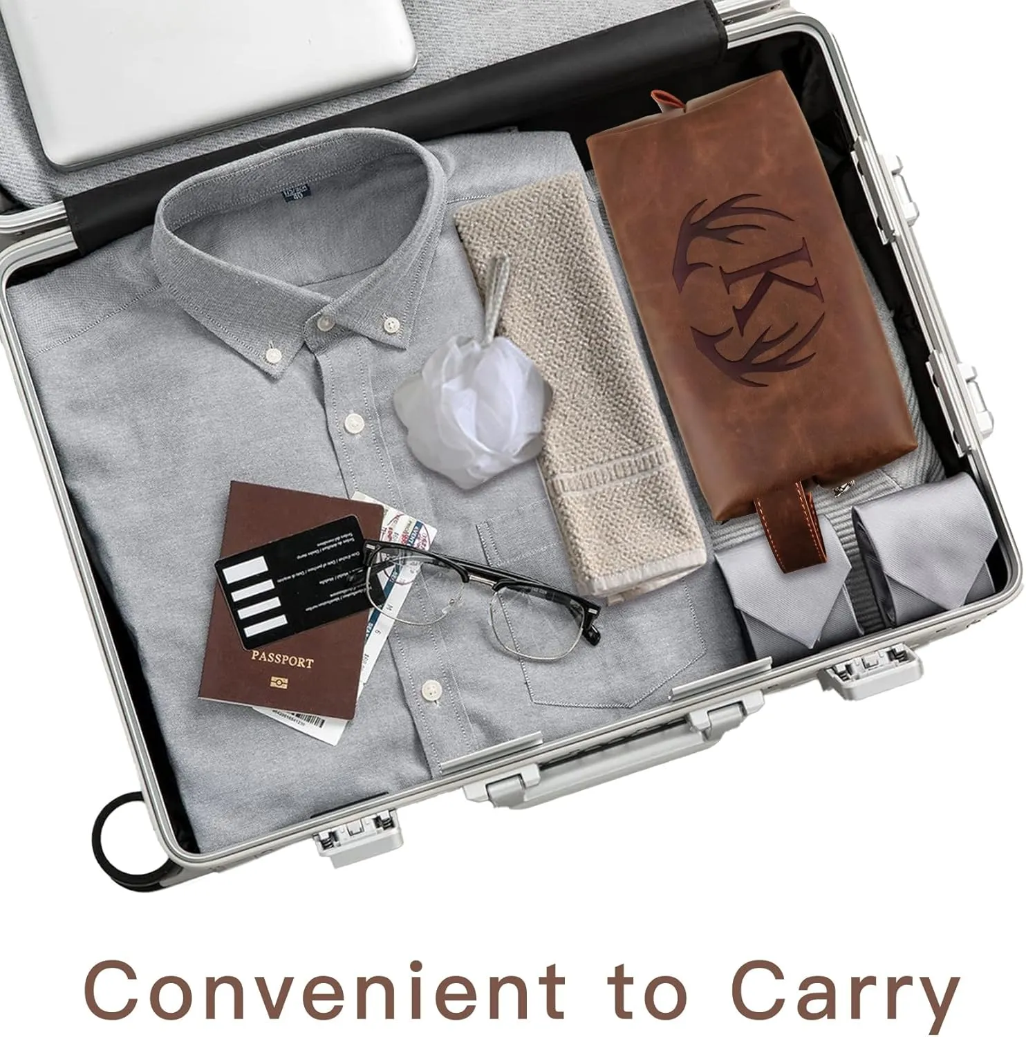 Initial Letter Travel Toiletry Bag 30th 40th 50th 60th 70th 80th Birthday Gifts for Men Him PU Leather Shaving Bag for Toiletries Accessories Father's Day Gifts for Dad from Daughter Son (B)