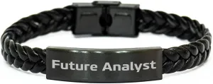 Inspirational Future Analyst Interlaced Leather Wristband Gifts for Birthday Occasions from Mom to Son or Daughter