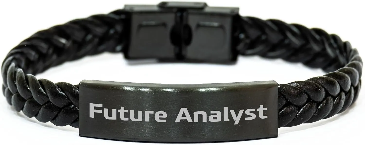 Inspirational Future Analyst Interlaced Leather Wristband Gifts for Birthday Occasions from Mom to Son or Daughter
