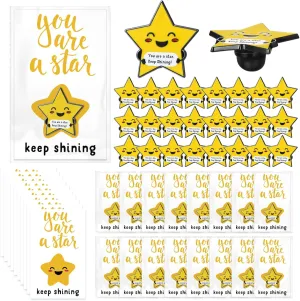 Inspirational Star Gift Motivational Star Lapel Pin You Are a Star Card Bag End of Year Gift for Graduation Student