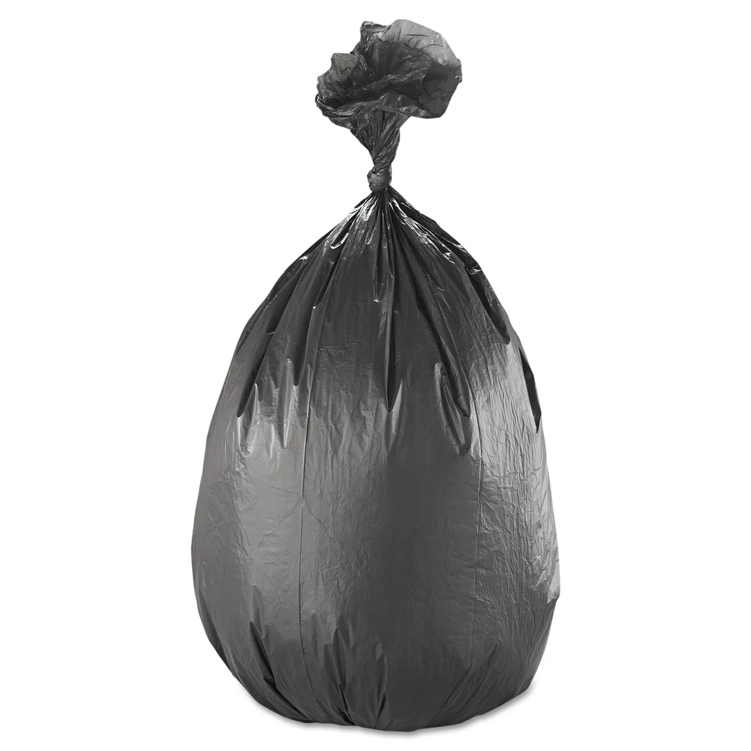Inteplast Group High-Density Interleaved Commercial Can Liners, 60 gal, 17 microns, 38" x 60", Black, 25 Bags/Roll, 8 Rolls/Carton