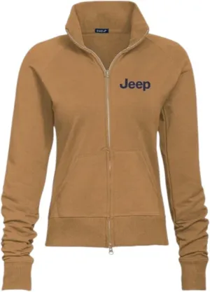 Jeep Fleece Jackets For Women Text Logo Full-Zip Front Pouch Pockets Ladies Jacket