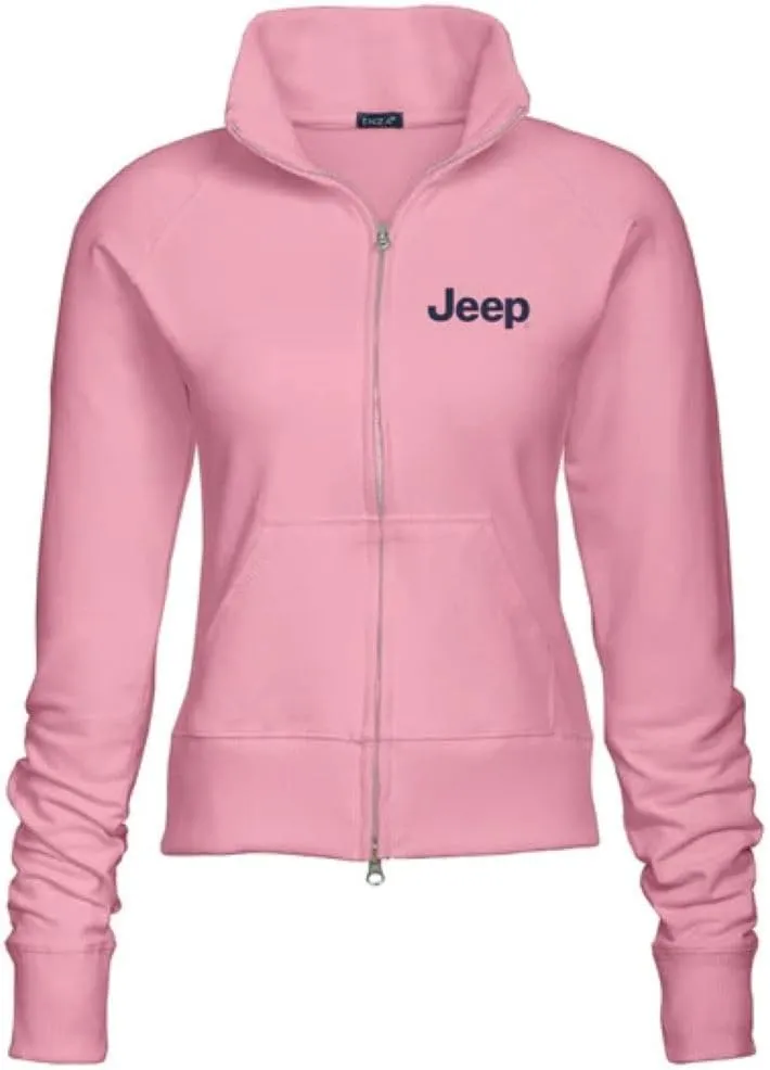 Jeep Fleece Jackets For Women Text Logo Full-Zip Front Pouch Pockets Ladies Jacket