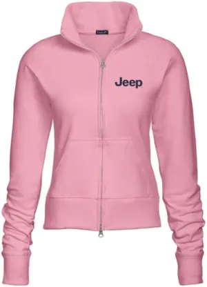 Jeep Fleece Jackets For Women Text Logo Full-Zip Front Pouch Pockets Ladies Jacket