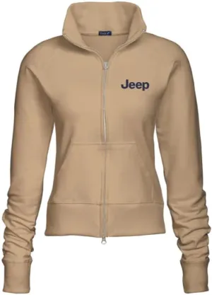Jeep Fleece Jackets For Women Text Logo Full-Zip Front Pouch Pockets Ladies Jacket