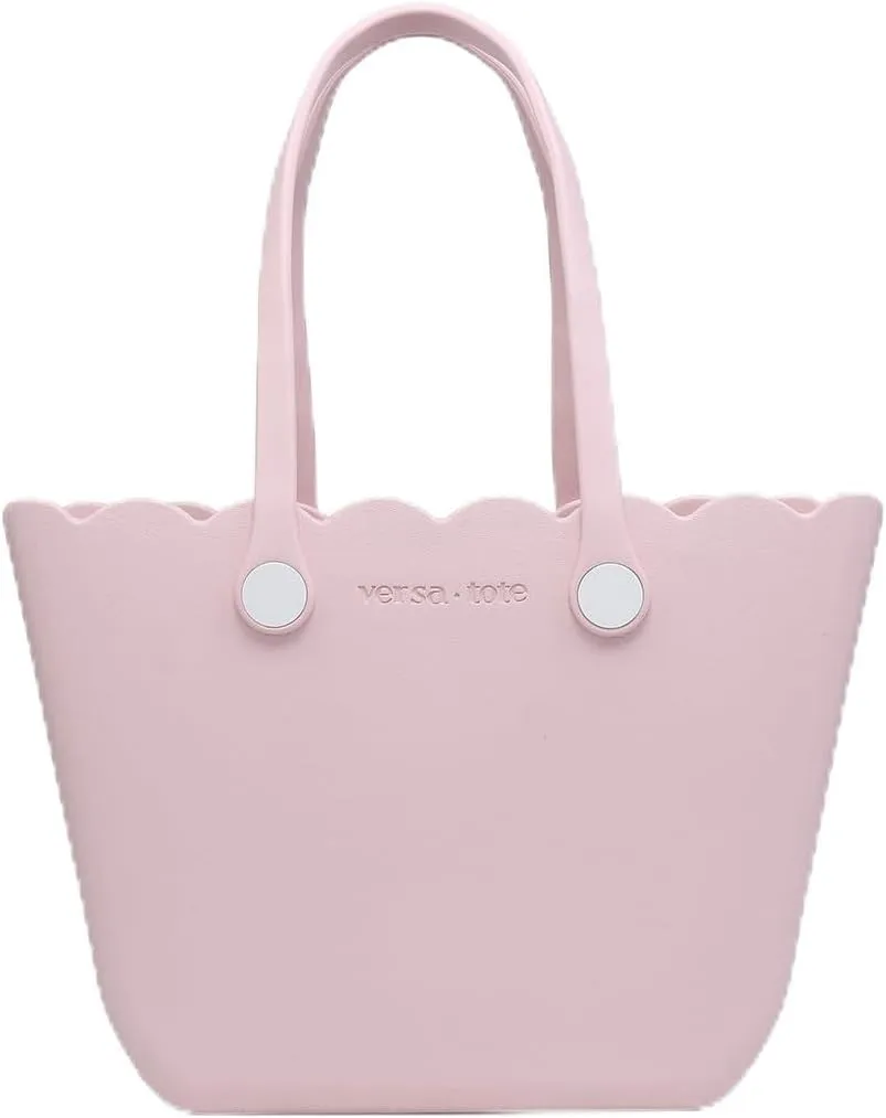 JEN & CO. Rose Versa Tote, Utility, Everyday, Grocery, Beach Bag, Rubber Tote with Interchangeable Straps, Medium Size