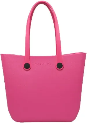 JEN & CO. Vira Versa Tote Bag, Light Pink - Large Utility Bag, Grocery, Beach, Rubber Tote Bags with Interchangeable Straps