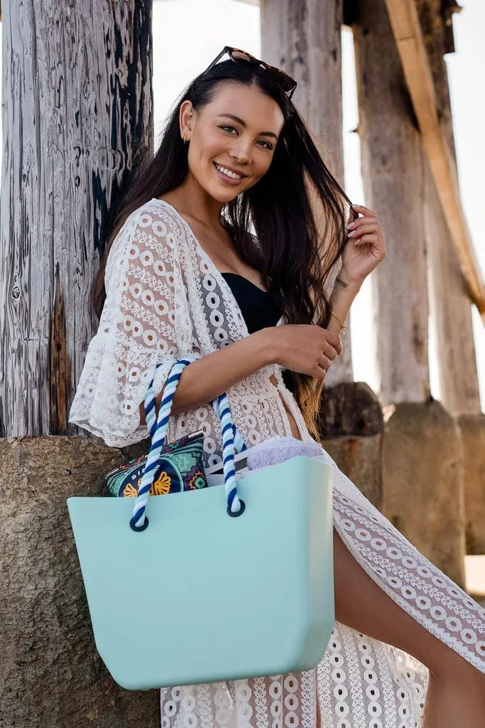 JEN & CO. Vira Versa Tote Bag, Light Pink - Large Utility Bag, Grocery, Beach, Rubber Tote Bags with Interchangeable Straps