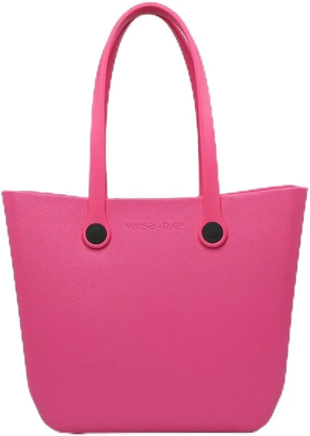 JEN & CO. Vira Versa Tote Bag, Light Pink - Large Utility Bag, Grocery, Beach, Rubber Tote Bags with Interchangeable Straps