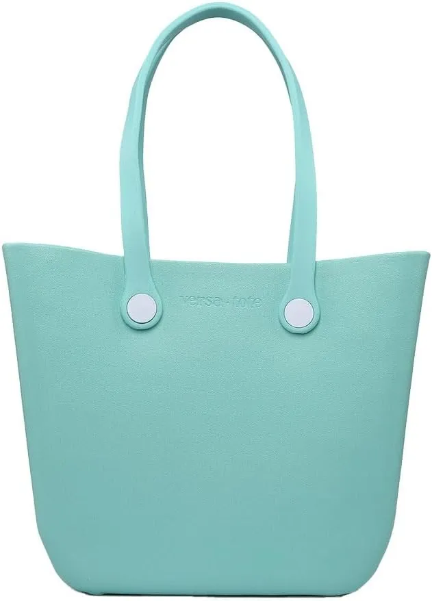 JEN & CO. Vira Versa Tote Bag, Light Pink - Large Utility Bag, Grocery, Beach, Rubber Tote Bags with Interchangeable Straps