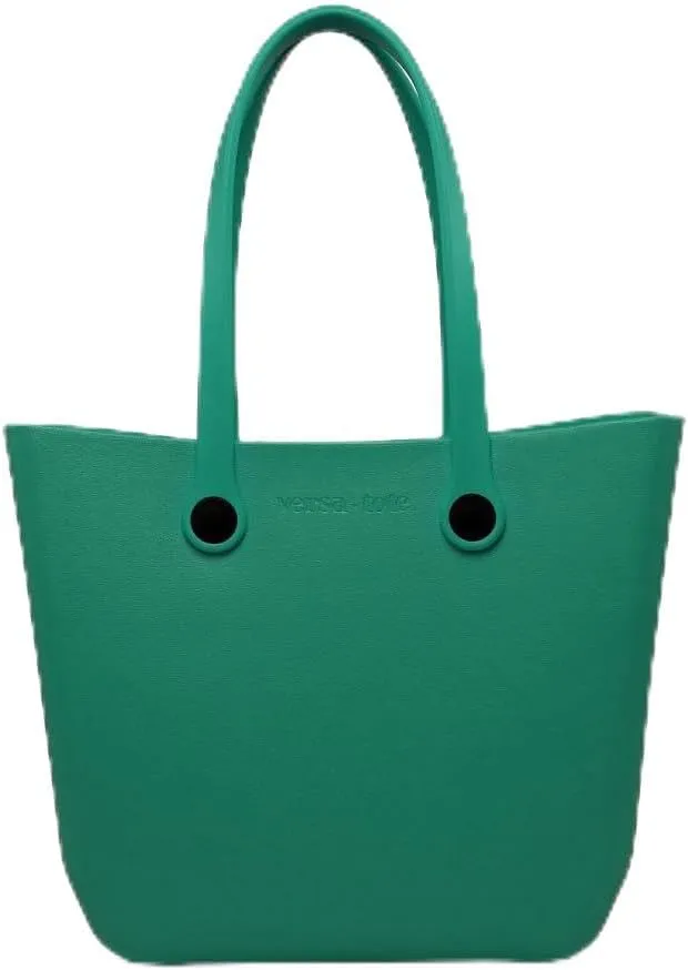 JEN & CO. Vira Versa Tote Bag, Light Pink - Large Utility Bag, Grocery, Beach, Rubber Tote Bags with Interchangeable Straps