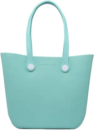 JEN & CO. Vira Versa Tote Bag, Light Pink - Large Utility Bag, Grocery, Beach, Rubber Tote Bags with Interchangeable Straps