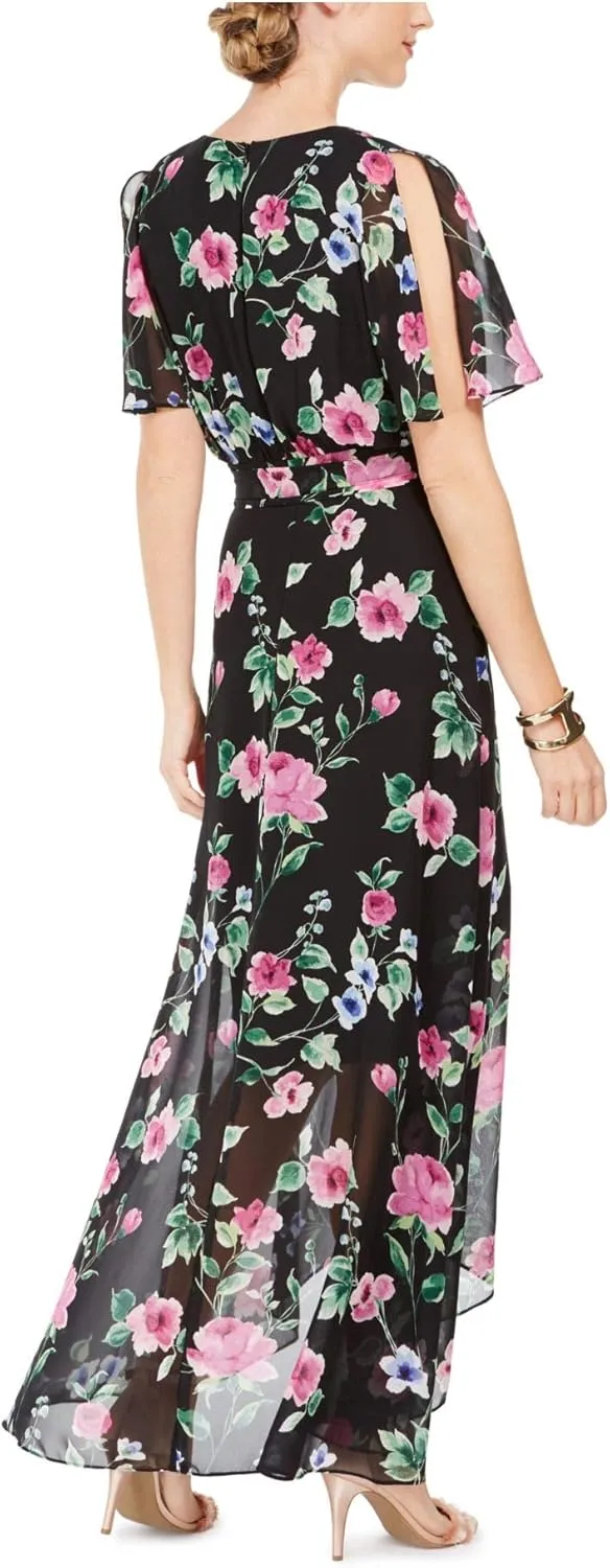 Jessica Howard Womens V Neck Floral Maxi Dress