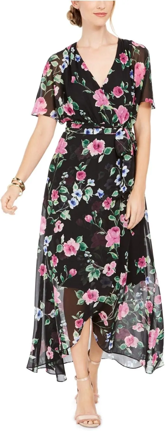 Jessica Howard Womens V Neck Floral Maxi Dress