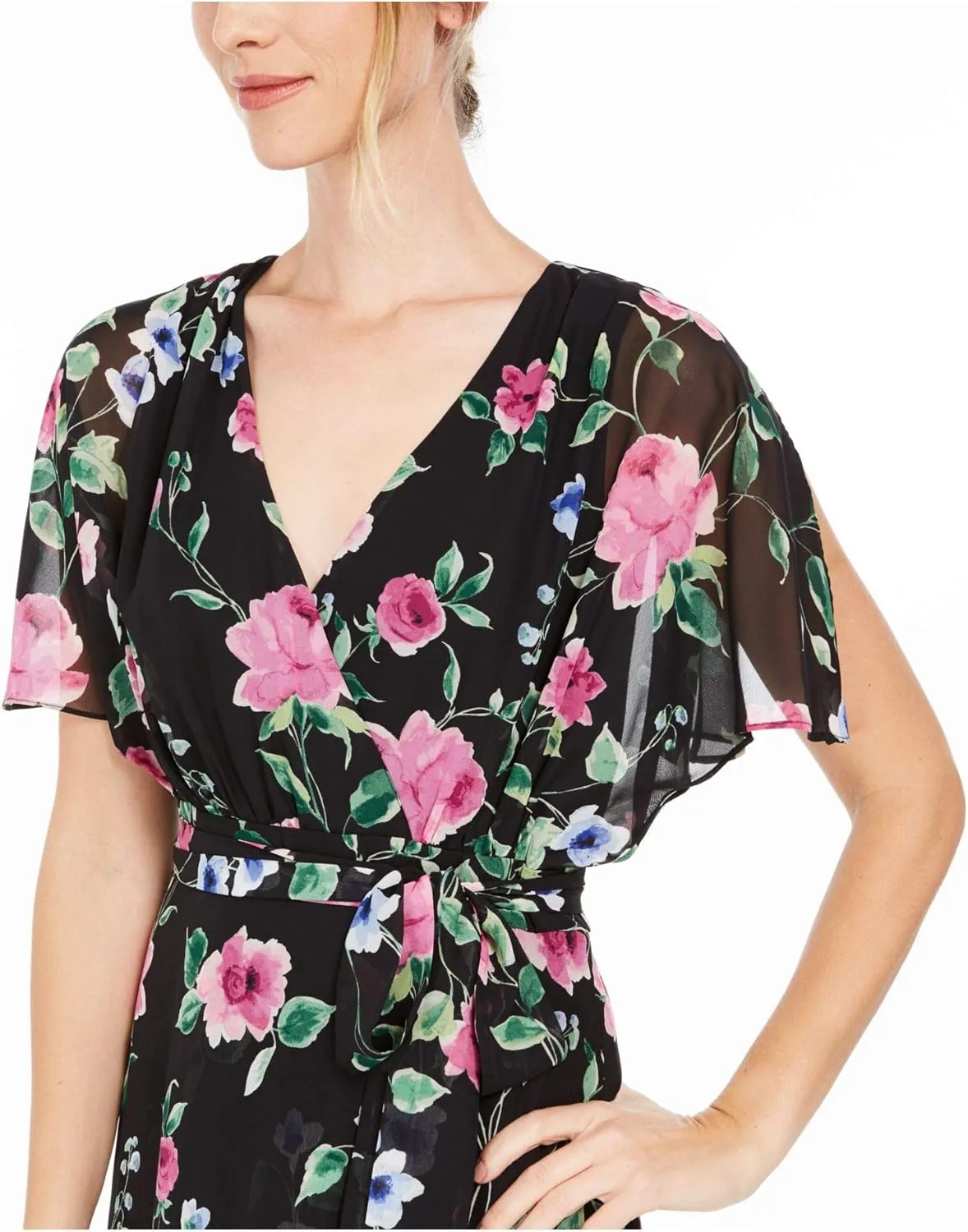 Jessica Howard Womens V Neck Floral Maxi Dress