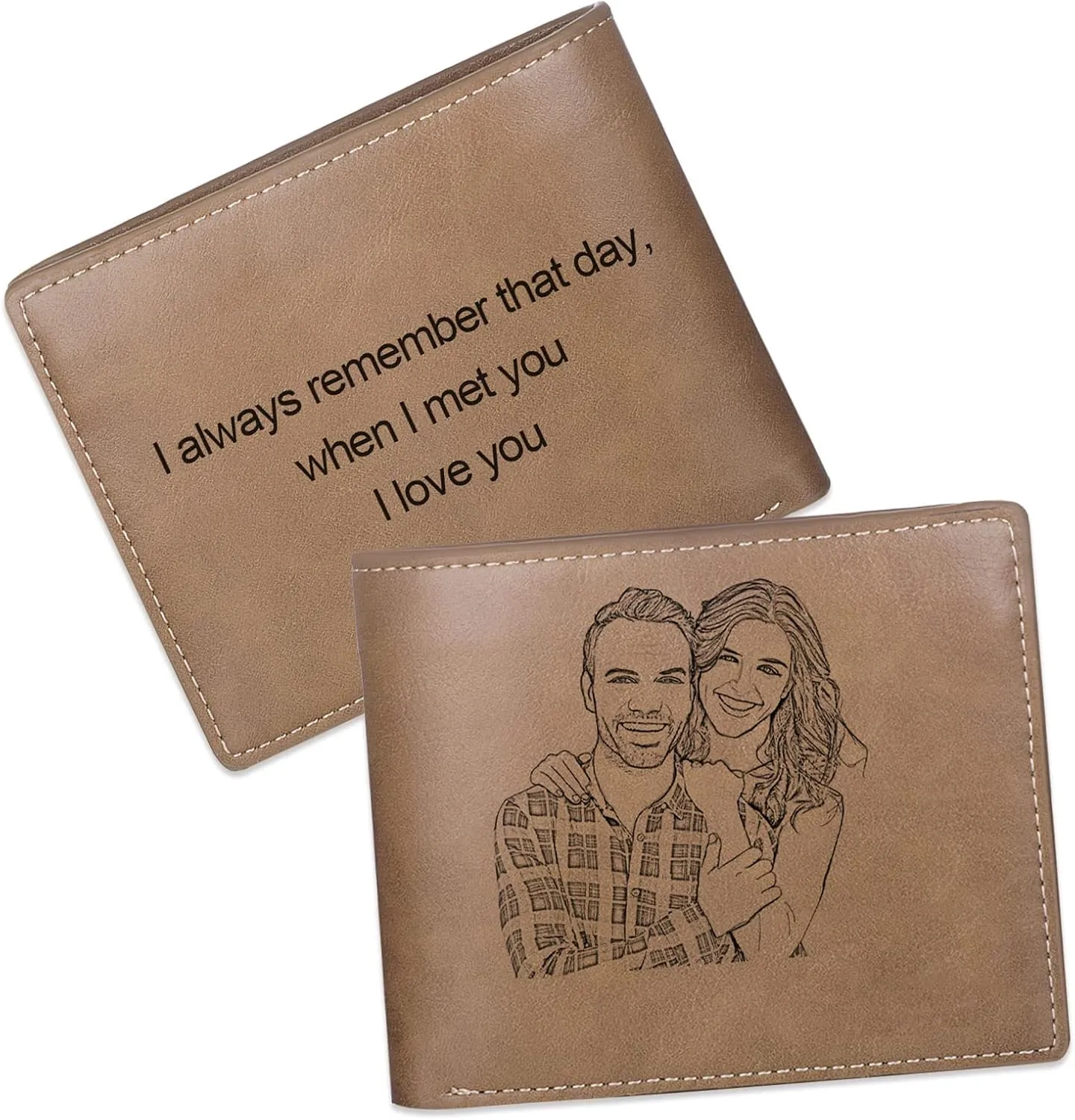 JewelOra Gifts for Men - Personalized Photo Wallet for Men - Custom Picture Wallet for Dad - Engraved Text PU Leather Wallet for Father Personalized Gifts