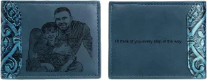 JewelOra Personalized Custom Wallet, Personalized Vintage Wallets for Men Engraved Leather Photo Wallet for Husband Dad Son Father's Day Gifts(Style 1, Blue)
