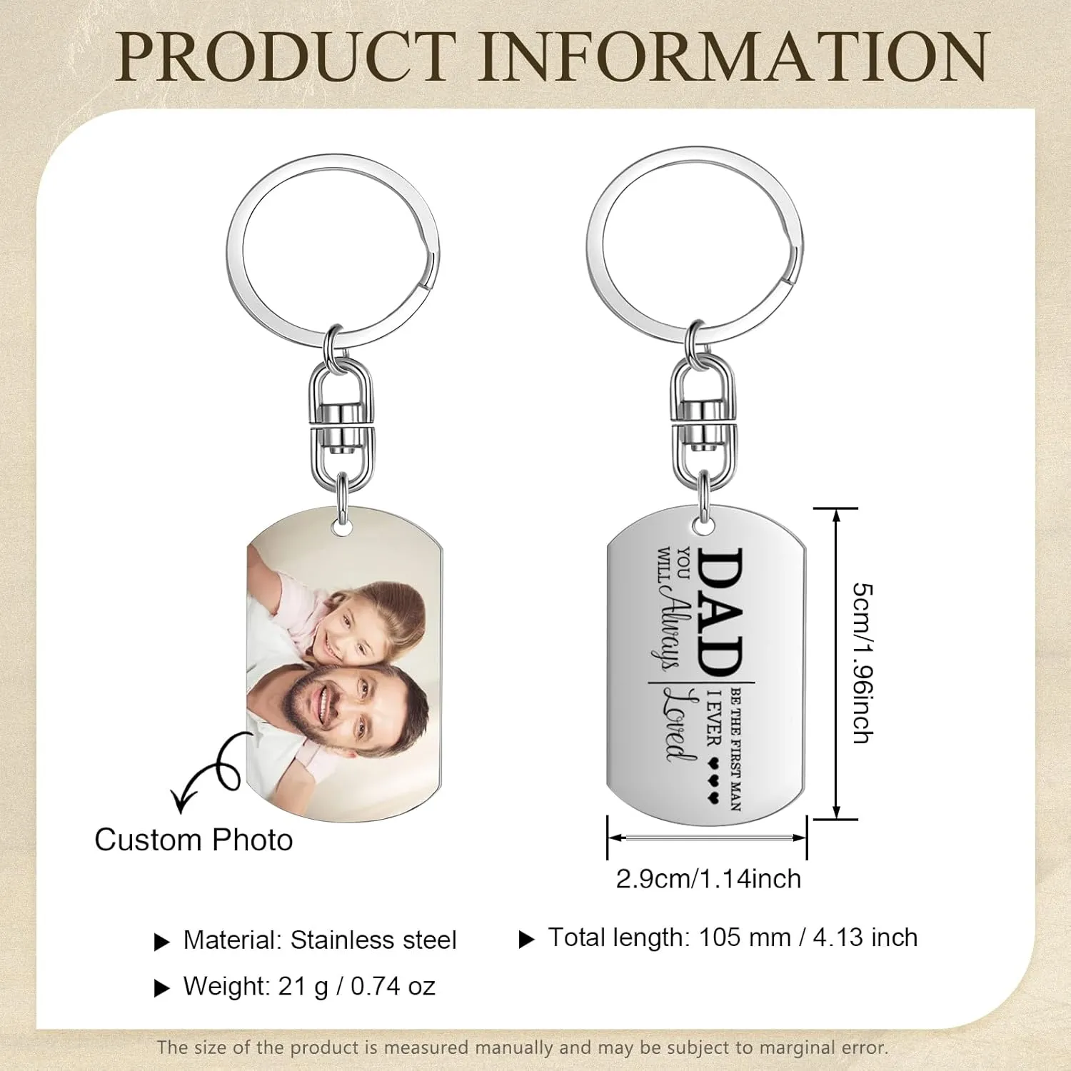 JewelOra Personalized Gifts for Men - Custom Photo Mens Wallet & Keychain Gifts Set for Father's Day - Customized Gift Box for Dad, Husband (Wallet Sets-5)