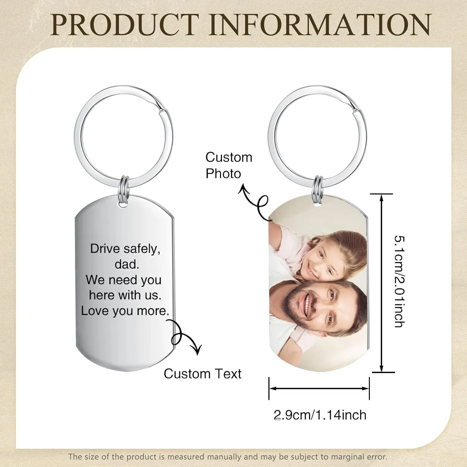 JewelOra Personalized Gifts for Men - Custom Photo Mens Wallet & Keychain Gifts Set for Father's Day - Customized Gift Box for Dad, Husband (Wallet Sets-6)
