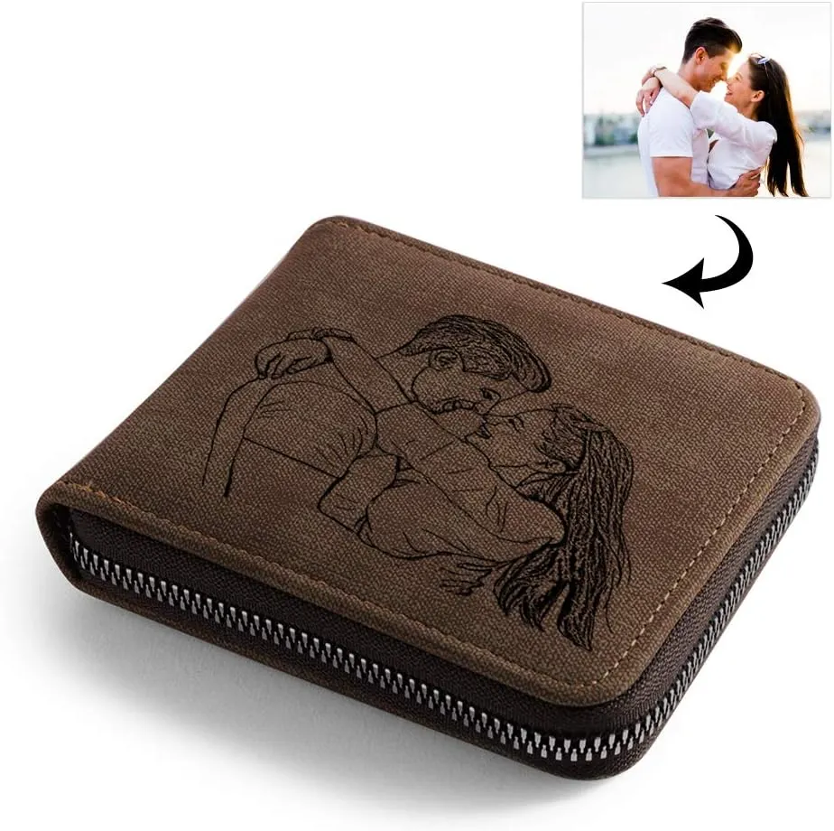 JewelOra Personalized Photo Wallet, Custom Photo Wallets for Men, Men's Zipper Wallet Customized Wallet for Father,Dad,Son,Boyfriend(Zipper 3)