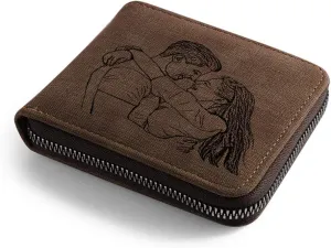 JewelOra Personalized Photo Wallet, Custom Photo Wallets for Men, Men's Zipper Wallet Customized Wallet for Father,Dad,Son,Boyfriend(Zipper 3)