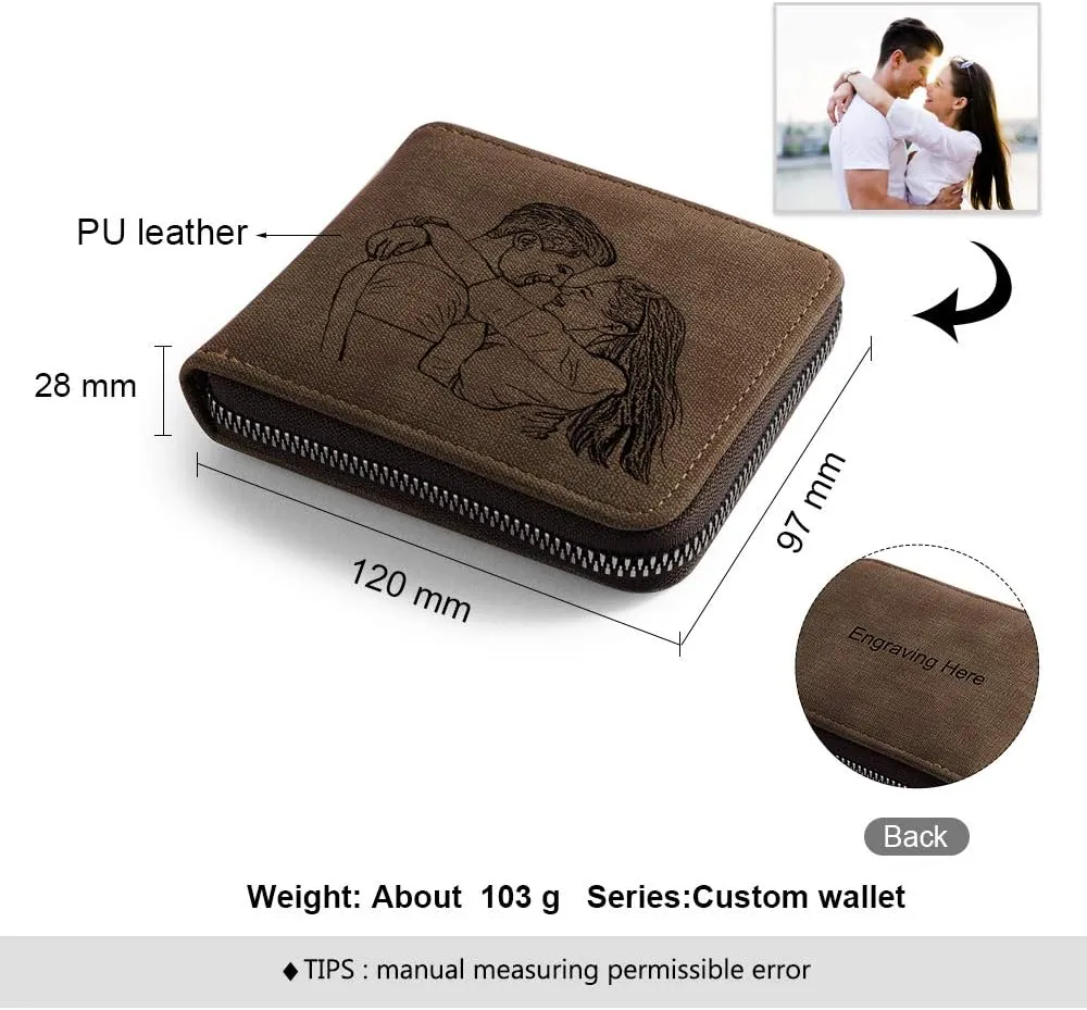 JewelOra Personalized Photo Wallet, Custom Photo Wallets for Men, Men's Zipper Wallet Customized Wallet for Father,Dad,Son,Boyfriend(Zipper 3)
