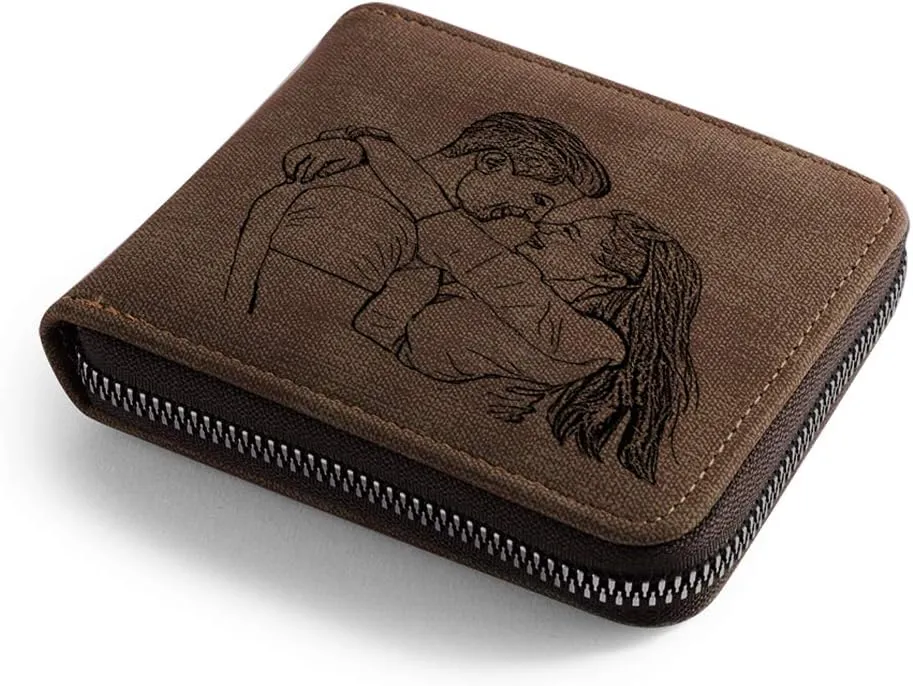 JewelOra Personalized Photo Wallet, Custom Photo Wallets for Men, Men's Zipper Wallet Customized Wallet for Father,Dad,Son,Boyfriend(Zipper 3)