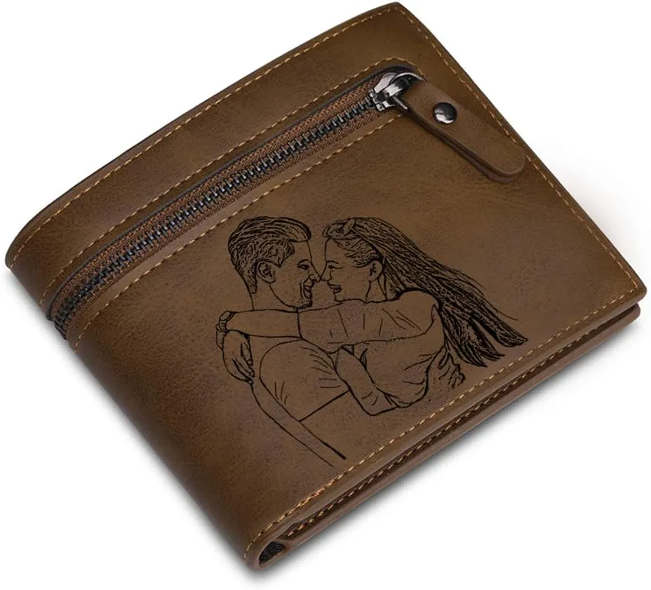 JewelOra Personalized Photo Wallet, Custom Photo Wallets for Men, Men's Zipper Wallet Customized Wallet for Father,Dad,Son,Boyfriend(Zipper 4)