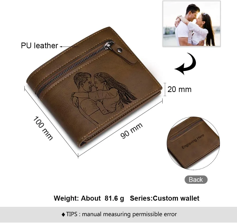 JewelOra Personalized Photo Wallet, Custom Photo Wallets for Men, Men's Zipper Wallet Customized Wallet for Father,Dad,Son,Boyfriend(Zipper 4)