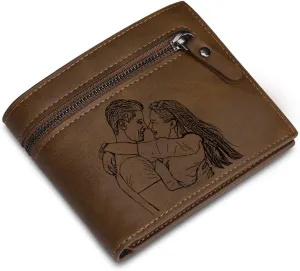 JewelOra Personalized Photo Wallet, Custom Photo Wallets for Men, Men's Zipper Wallet Customized Wallet for Father,Dad,Son,Boyfriend(Zipper 4)