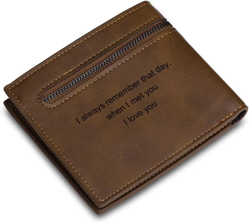JewelOra Personalized Photo Wallet, Custom Photo Wallets for Men, Men's Zipper Wallet Customized Wallet for Father,Dad,Son,Boyfriend(Zipper 4)