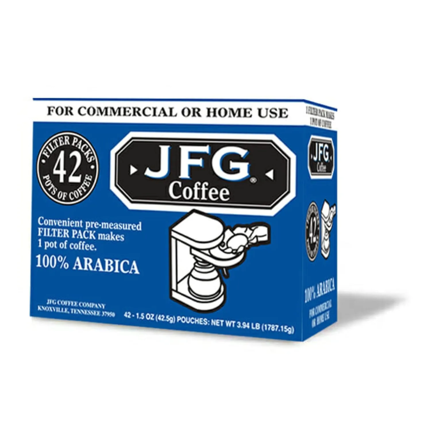 JFG Pre-Measured Filter Pack Coffee, Each Pouch Makes 1 Pot of Coffee, 1.5oz Pouch (Pack of 42)