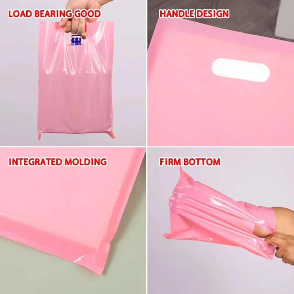 jfs 100pcs Customized Logo Mall Shopping Bags with Gift Bags Custom Reusable Merchandise Tote Bag Personalized Text Logo Plastic Packaging Bags (WHITE,15x20cm)