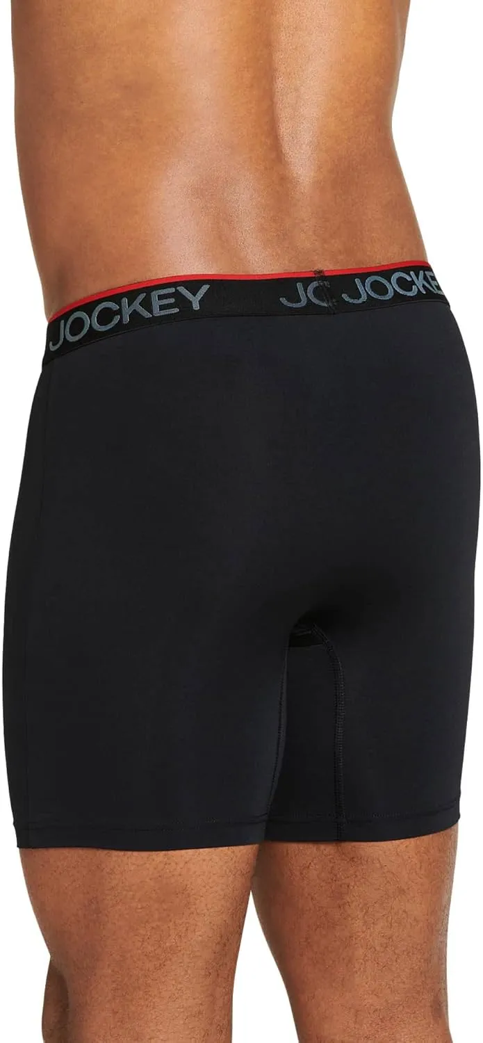 Jockey Men's Underwear Chafe Proof Pouch Microfiber 6" Boxer Brief - 3 Pack