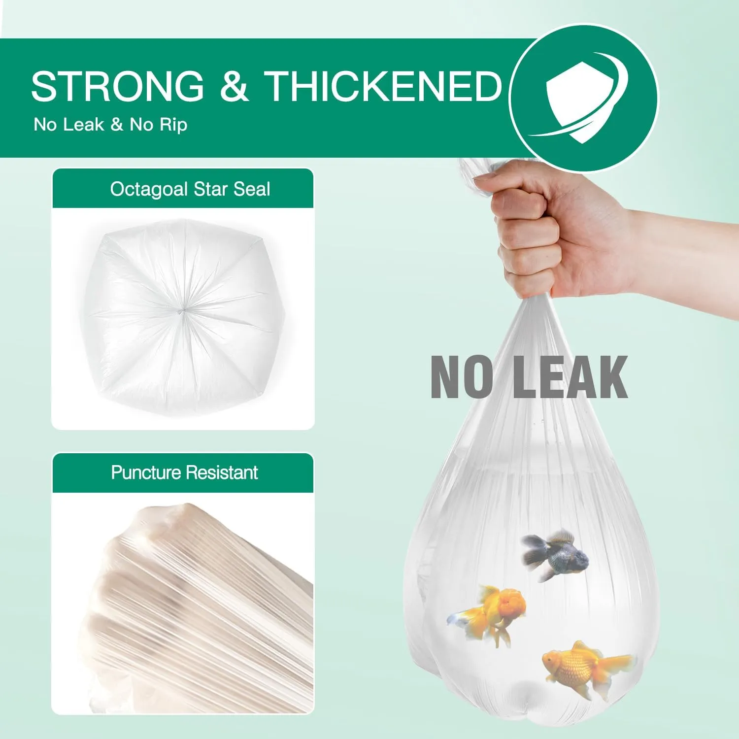 JOYEUX Small Trash Bags 1.2 Gallon, 360 Count Mini Garbage Bags for Bathroom Home Office Trash Can Liners, fit 4.5-5 Liter, 1-1.5 Gal, Clear
