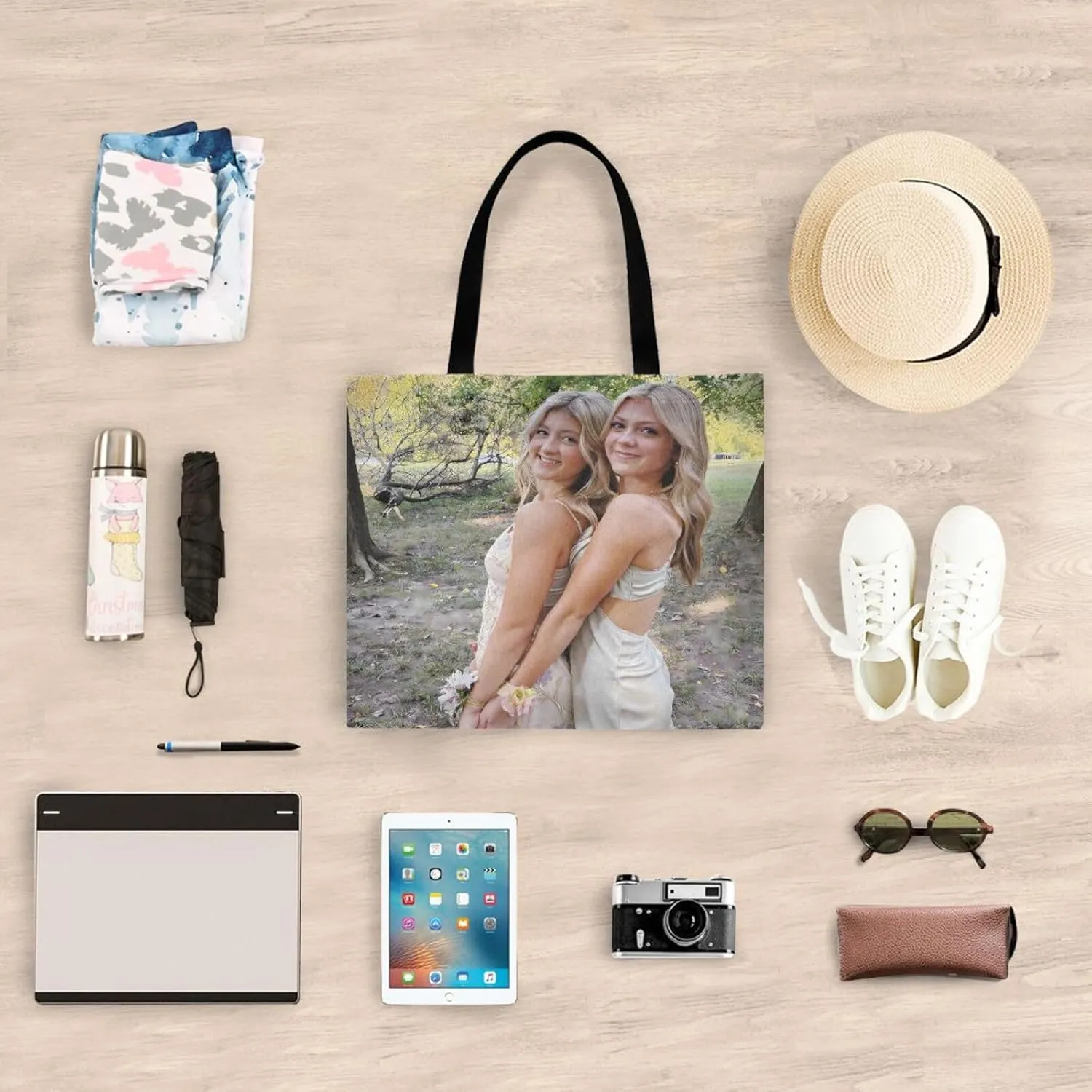JSTEL Custom Photo Canvas Tote Bag Personalized Picture Tote Bag Customized Photo Tote Bag Women Gift