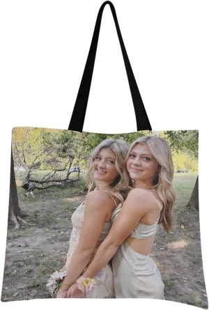 JSTEL Custom Photo Canvas Tote Bag Personalized Picture Tote Bag Customized Photo Tote Bag Women Gift