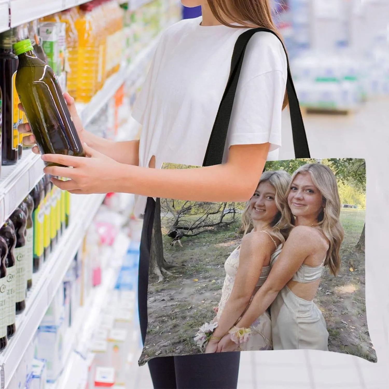 JSTEL Custom Photo Canvas Tote Bag Personalized Picture Tote Bag Customized Photo Tote Bag Women Gift