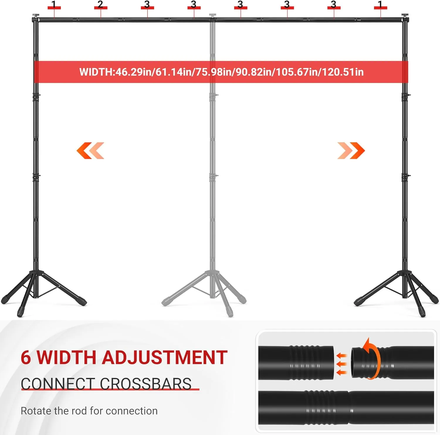 JSungo 10x8.5 FT Backdrop Stand for Parties, Adjustable Photo Backdrop Stand Kit with Carrying Bag, Portable Background Stand Backdrop for Wedding, Photoshoot, and Photo Studio