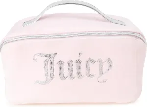 Juicy Couture Women's Cosmetics Bag - Travel Makeup and Toiletries Cross Zip Pouch - Travel Cosmetic Bag, Pink Terry