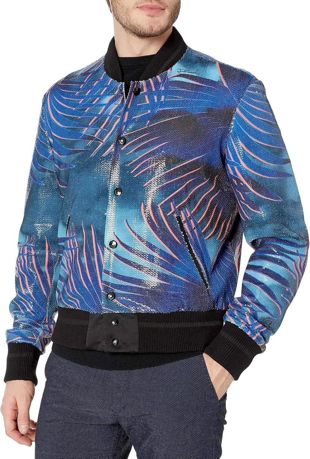 Just Cavalli Men's Sequined Palm Bomber Jacket