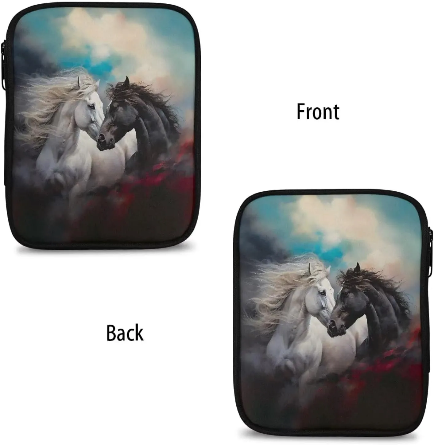 Kathyboom Horse Crochet Hooks Case - Zipper Bags, Portable Travel Storage Bag Organizer with Web Pocket and Holder Slots for Crochet Needles