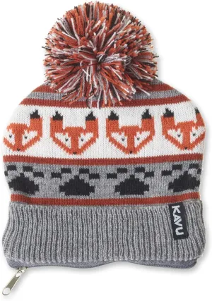 KAVU Tiny Beanie Pouch Zip Furry Purse Pouch - Foxy