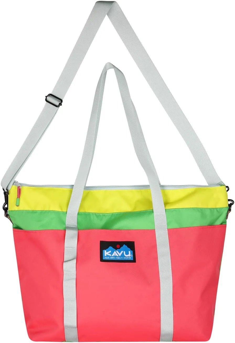 KAVU Twin Falls Tote Shoulder Strap Canvas Color Block Bag