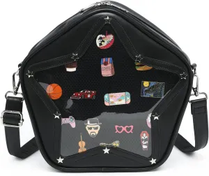 Kawaii Star PU Leather Ita Bag Y2k Shoulder Crossbody Bag Aesthetic Cute Pin Display