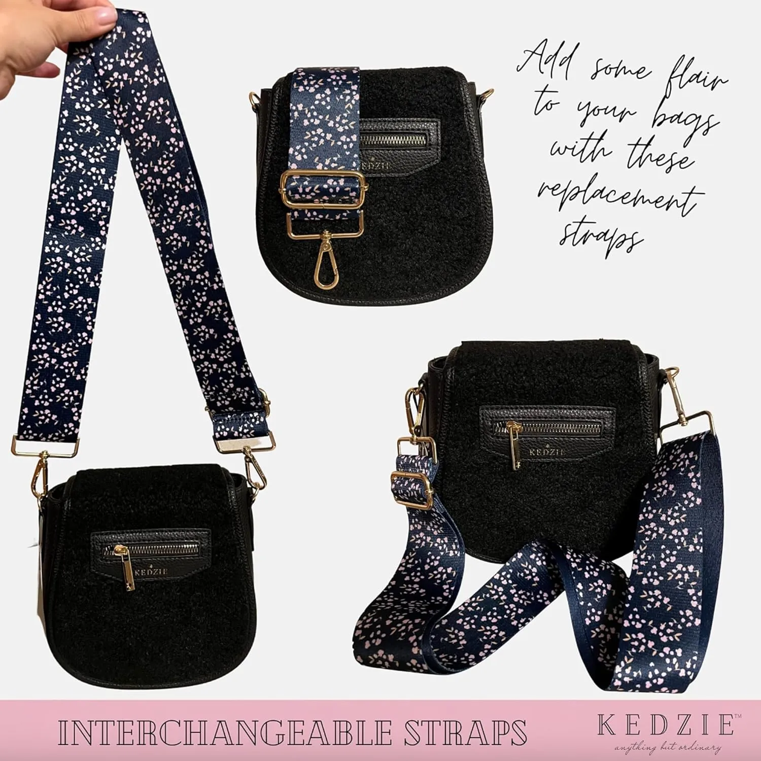 KEDZIE Interchangeable Classic Print Adjustable Length 55” Handbag Purse Strap Replacement 2-inch Wide Crossbody Strap