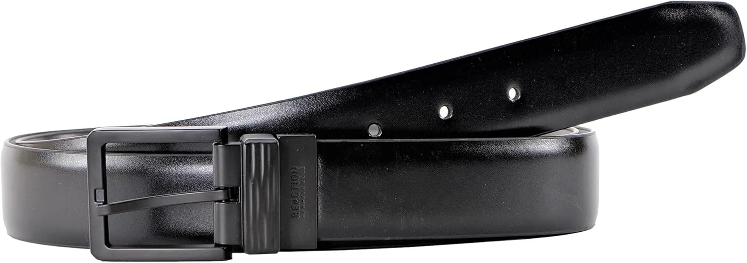 Kenneth Cole REACTION Men's 35MM Wide Reversible Stretch Belt Black Brown X-Large